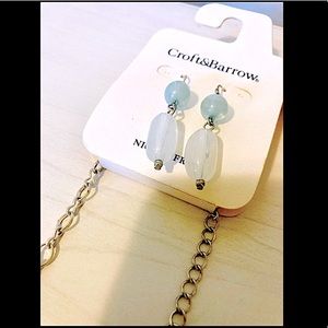 Croft&Barrow Teal & Silver Jewelry Set Long Necklace & earrings